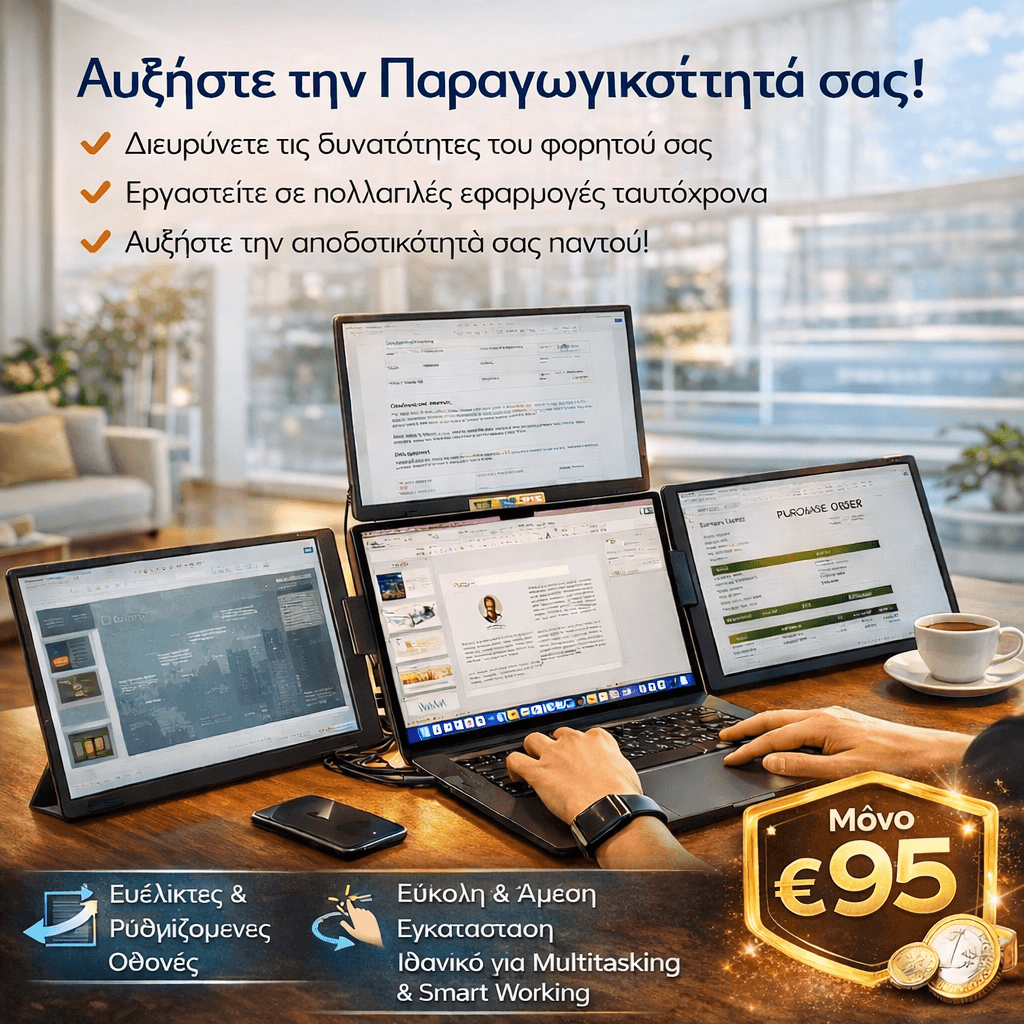 14 ιντσών οθόνη επέκτασης laptop, τριπλή οθόνη 1200P FHD με περιστροφή 360°, φορητή και εύκολη στη χρήση